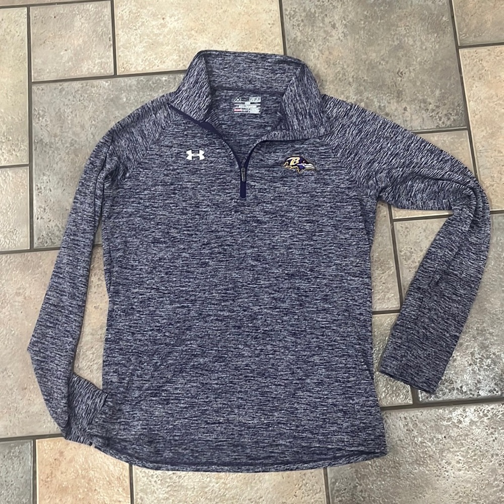 Under Armour Baltimore ravens heat gear quarter zip, dri-fit shirt, ladies med